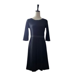 Max Studio Black and White Fit and Flare Dress with 3/4 Bell Sleeves